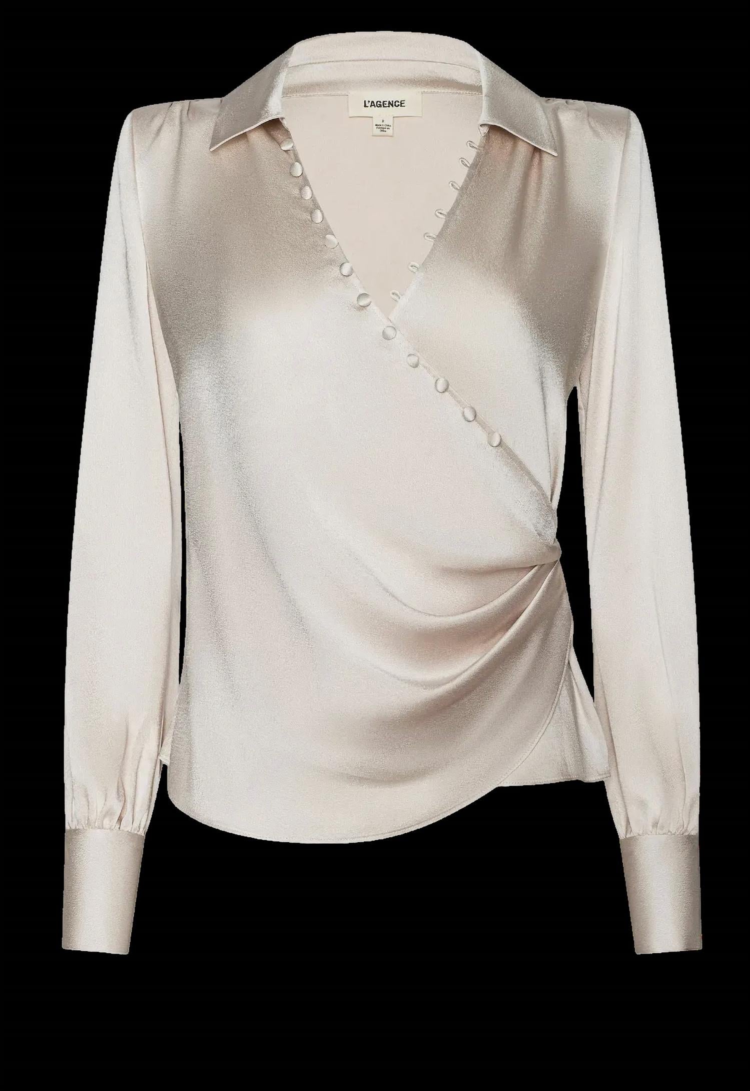 L'Agence - Bernice Satin Wrap Blouse
