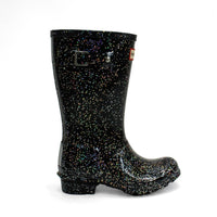 HUNTER Girls Giant Glitter Rain Boots in black - kids' shoe - alternate view