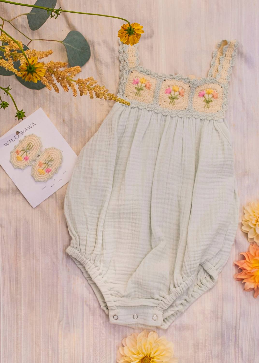 Wild Wawa - Girls Bouquet Crochet Bubble Onesie