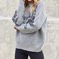 Lovestitch - Metallic Floral Pullover Holiday Sweater