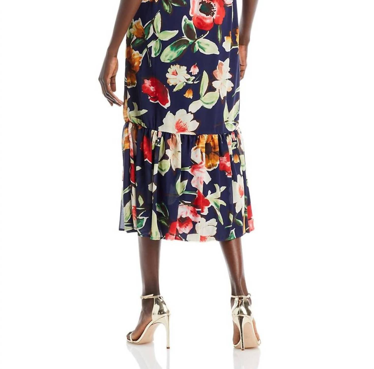 Sam Edelman - V-neck Flutter Sleeve Floral Ruffle Trim Picasso Dress