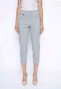 PICADILLY Slim Cuffed Capri Pant in grey - women's pants