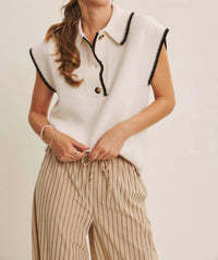 In February - Modern Henley Style Sweater Vest