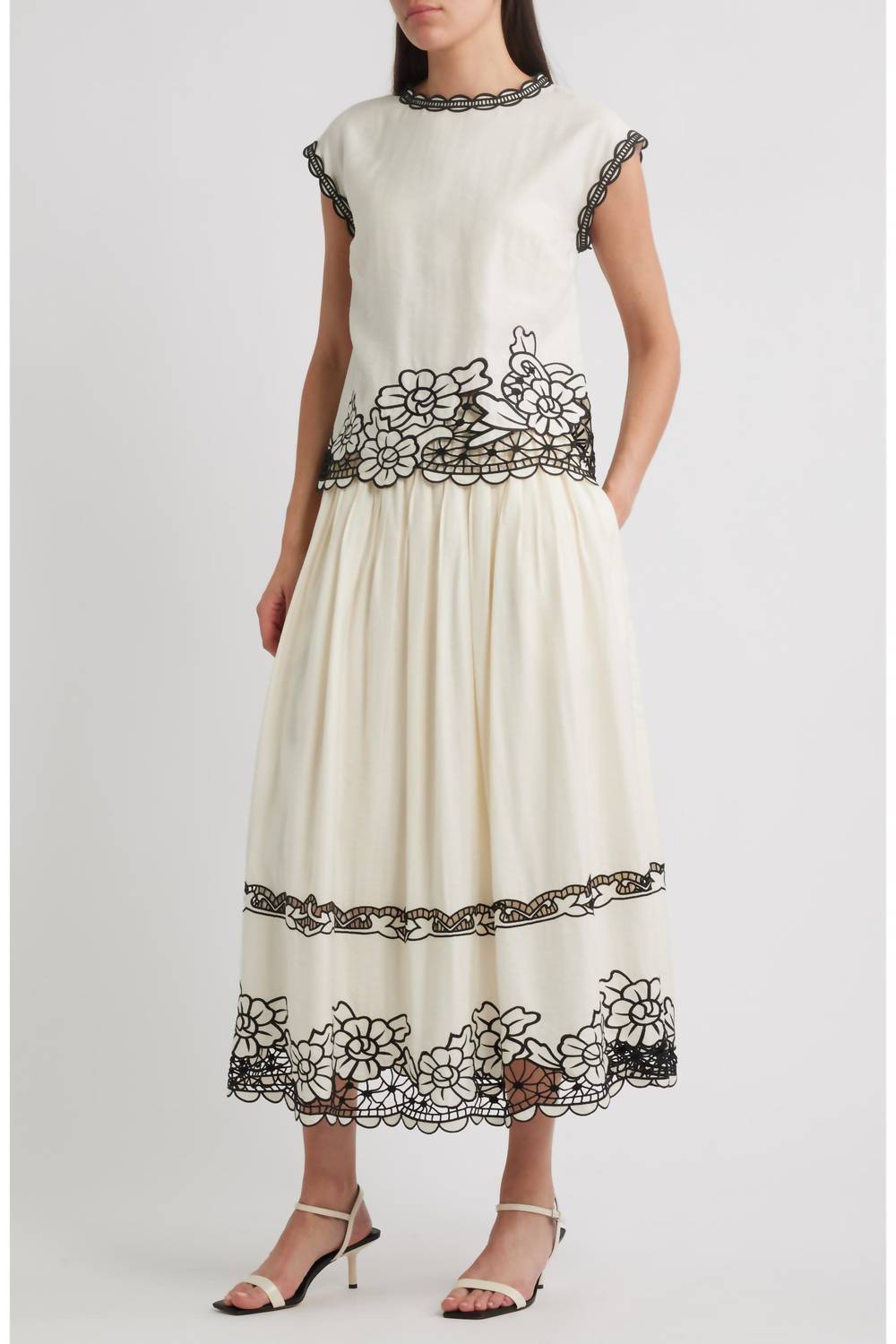 Elie Tahari - Poppy Embroidered Midi Skirt