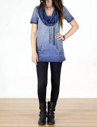 Tough Luv - Cotton Short Sleeve Cowl Neck Tunic Top
