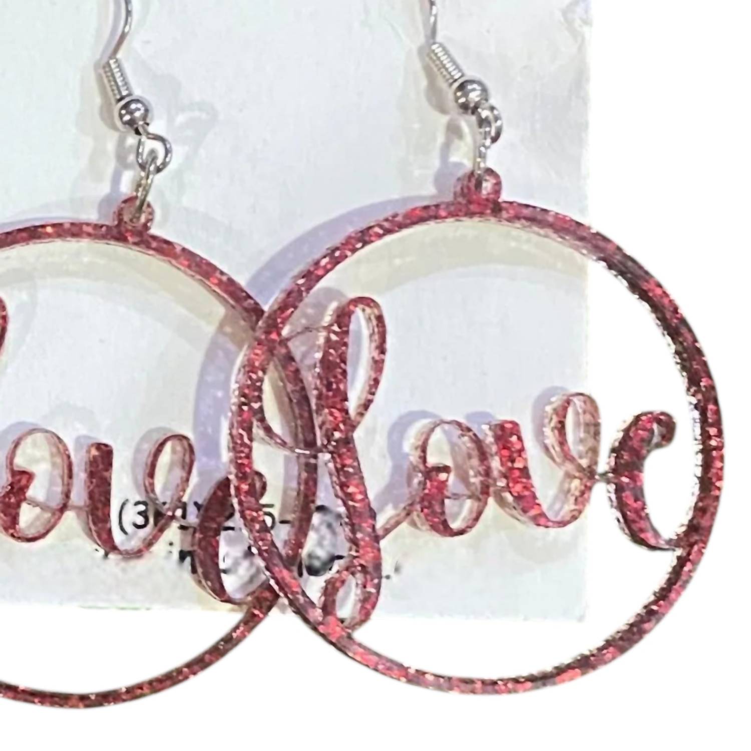 Southern Attitude - Women's Glittery Love Hoop Earrings
