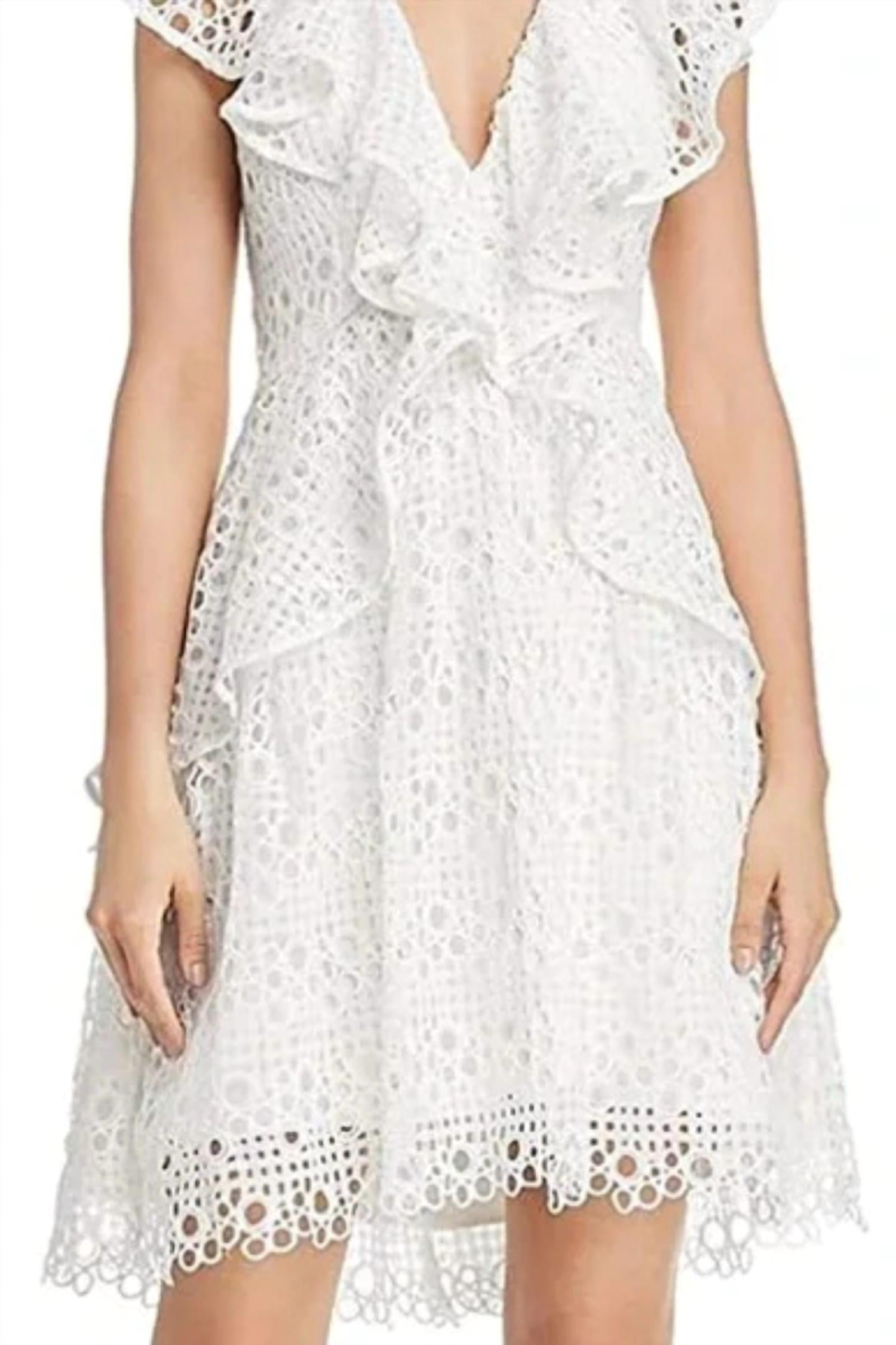 ELLIATT Lace Ruffle Dress in white - women's dress - view 4