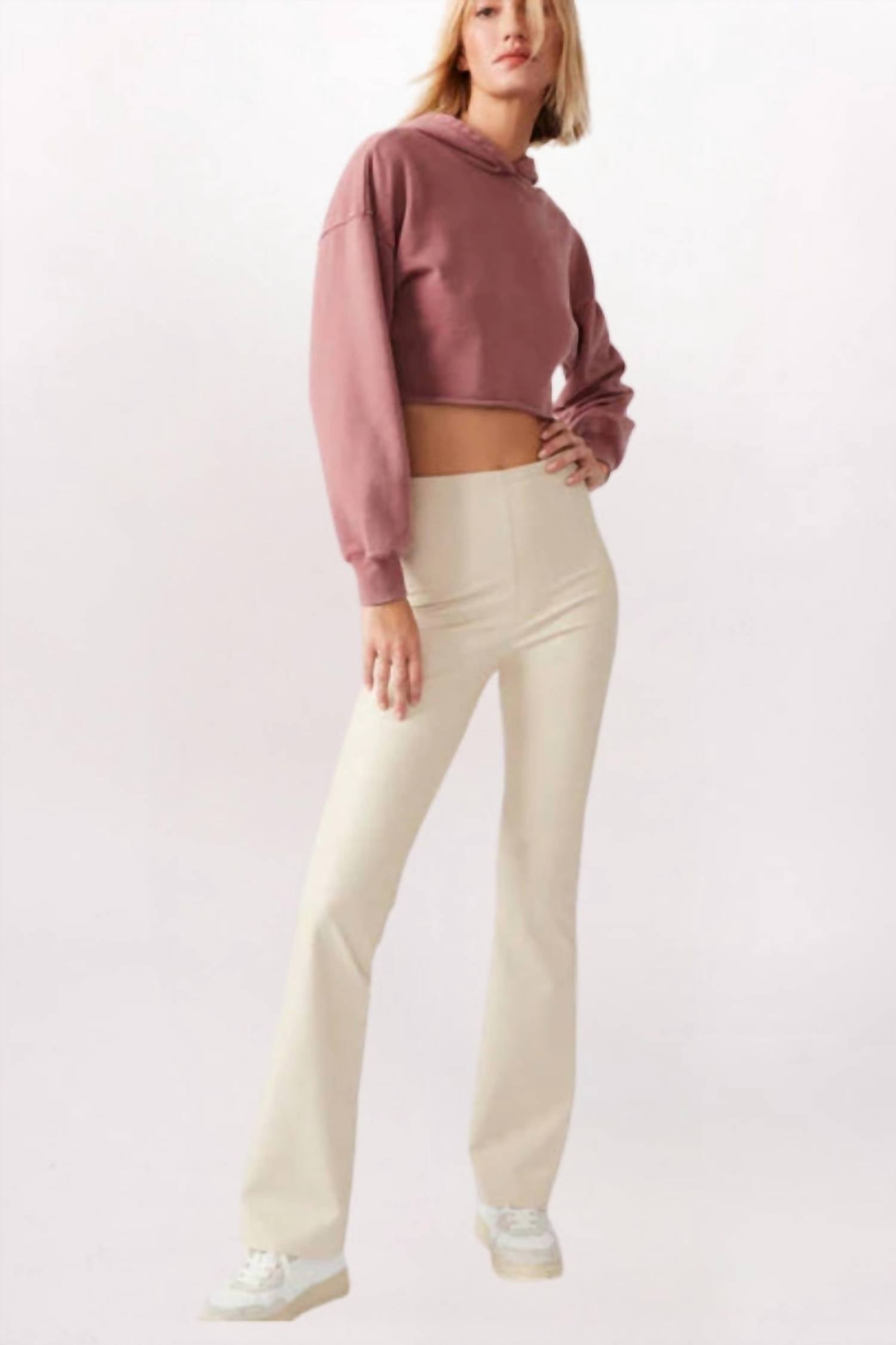 STEVE MADDEN Citrine Vegan Leather Flare Pants in bone - women's pants