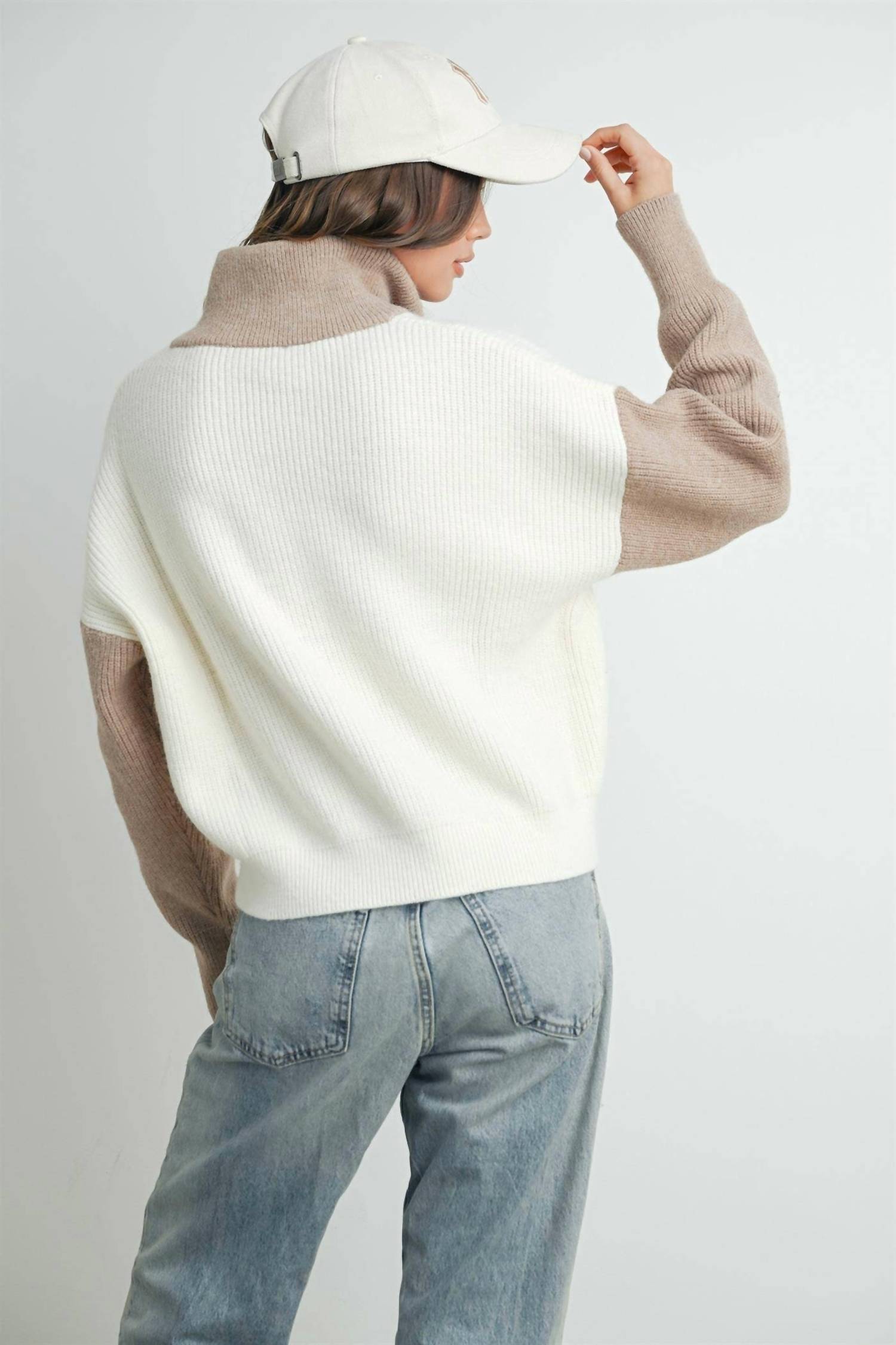 Peace Love Line - Color Block Half Zip Jacket