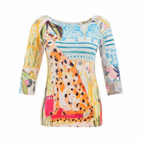 Dolcezza - Women's Print Boat Neck Top
