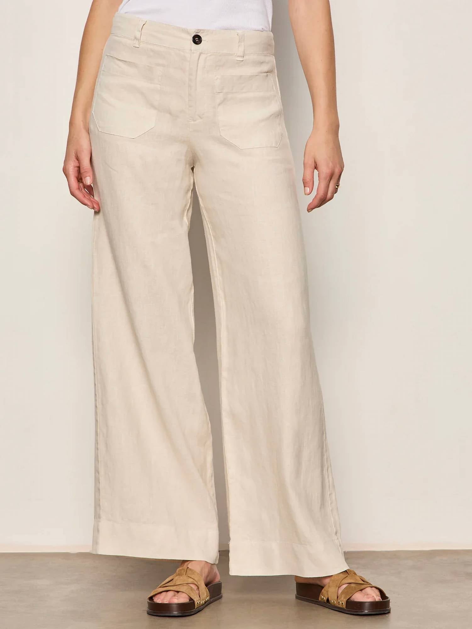 Sanctuary - Linen Marine Wide Leg Jeans