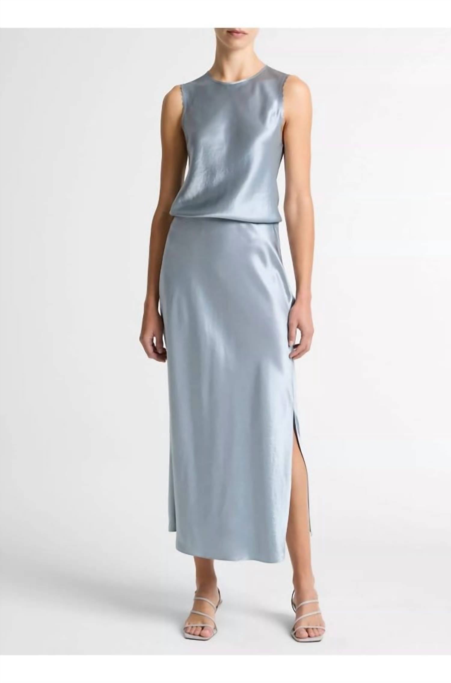 Vince Side Slit Slip Skirt in light lagoon - women's skirt