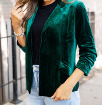 Skies Are Blue - Ruched Velvet Blazer