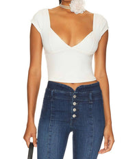 Free People Duo Corset Cami Top in ivory - women's t-shirt