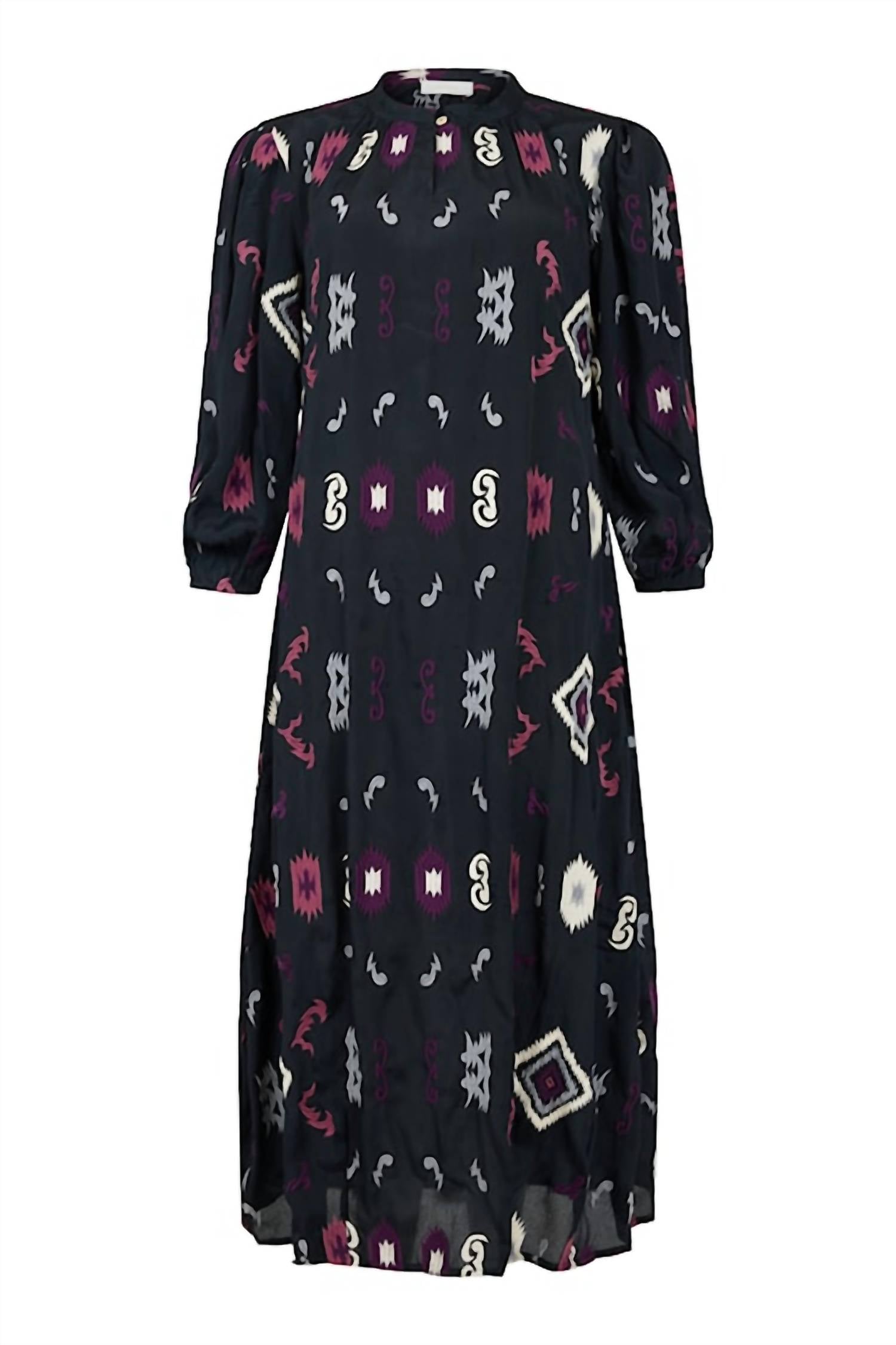 Noen - Women's Long Sleeve Mock Neck Midi Dress