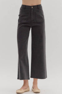 Entro - High-waisted Wide-leg Pocket Pants