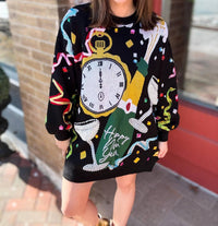 Queen Of Sparkles - Oversized Champagne Sweater Dress