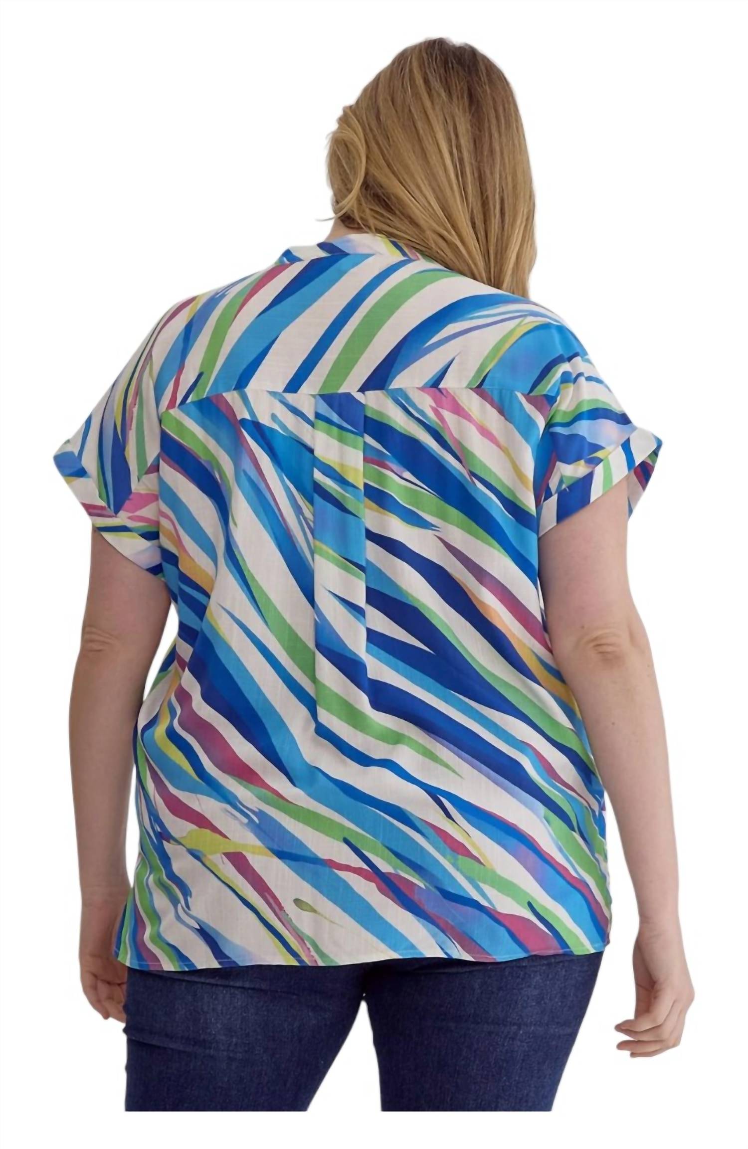 Entro - Tiger Print V-Neck Top - Plus