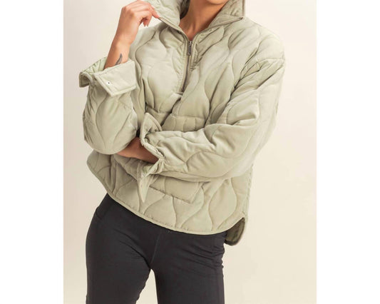 Double Zero - Quilted Half Zip High Neck Pullover Jacket