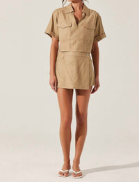 Astr - Deborah Linen Blend Safari Top