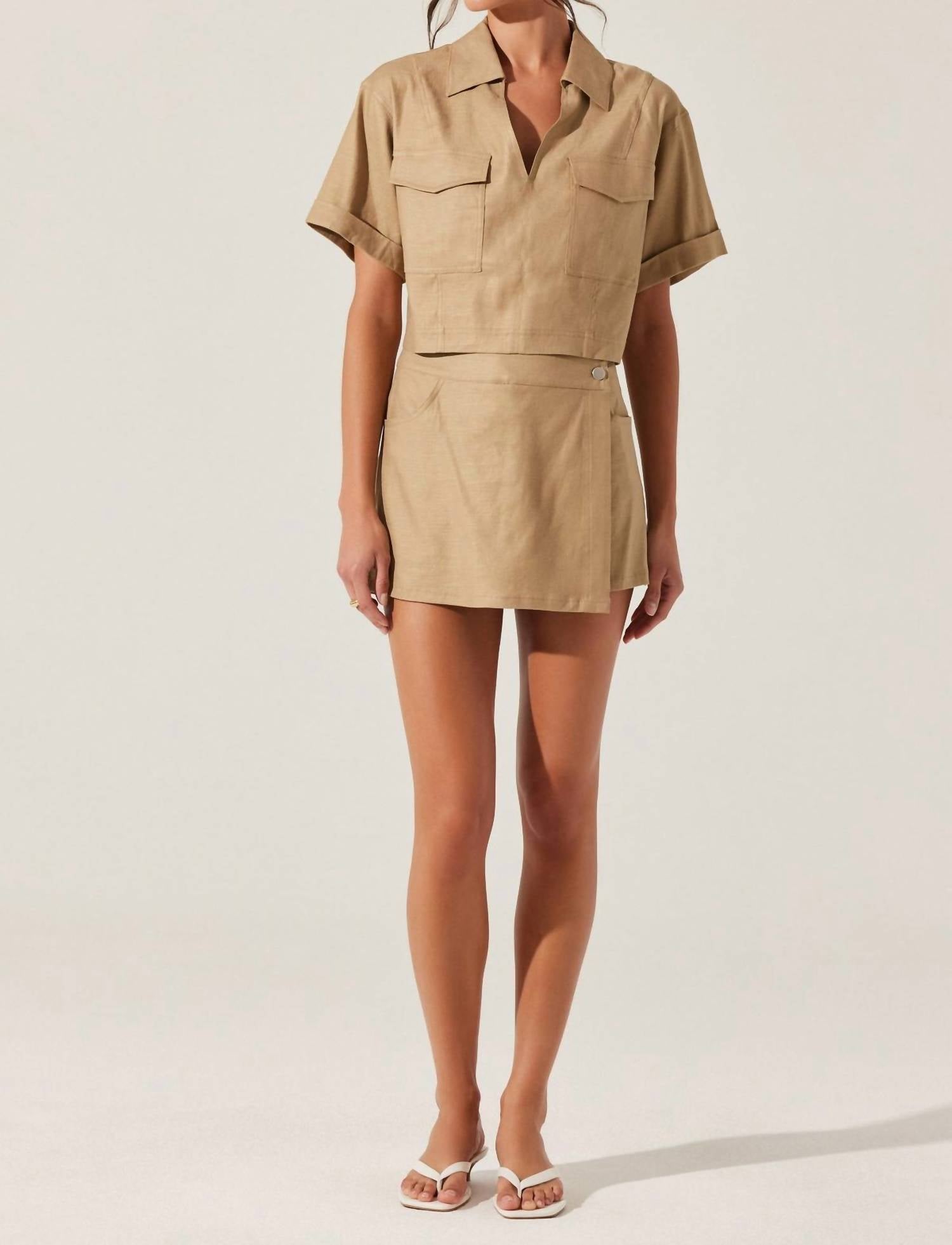 Astr - Deborah Linen Blend Safari Top