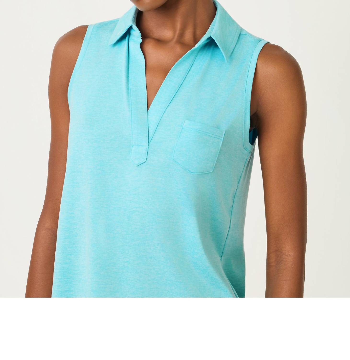 Lilly Pulitzer Dune Sleeveless Polo Top in heathered capri blue - women's blouse - alternate view