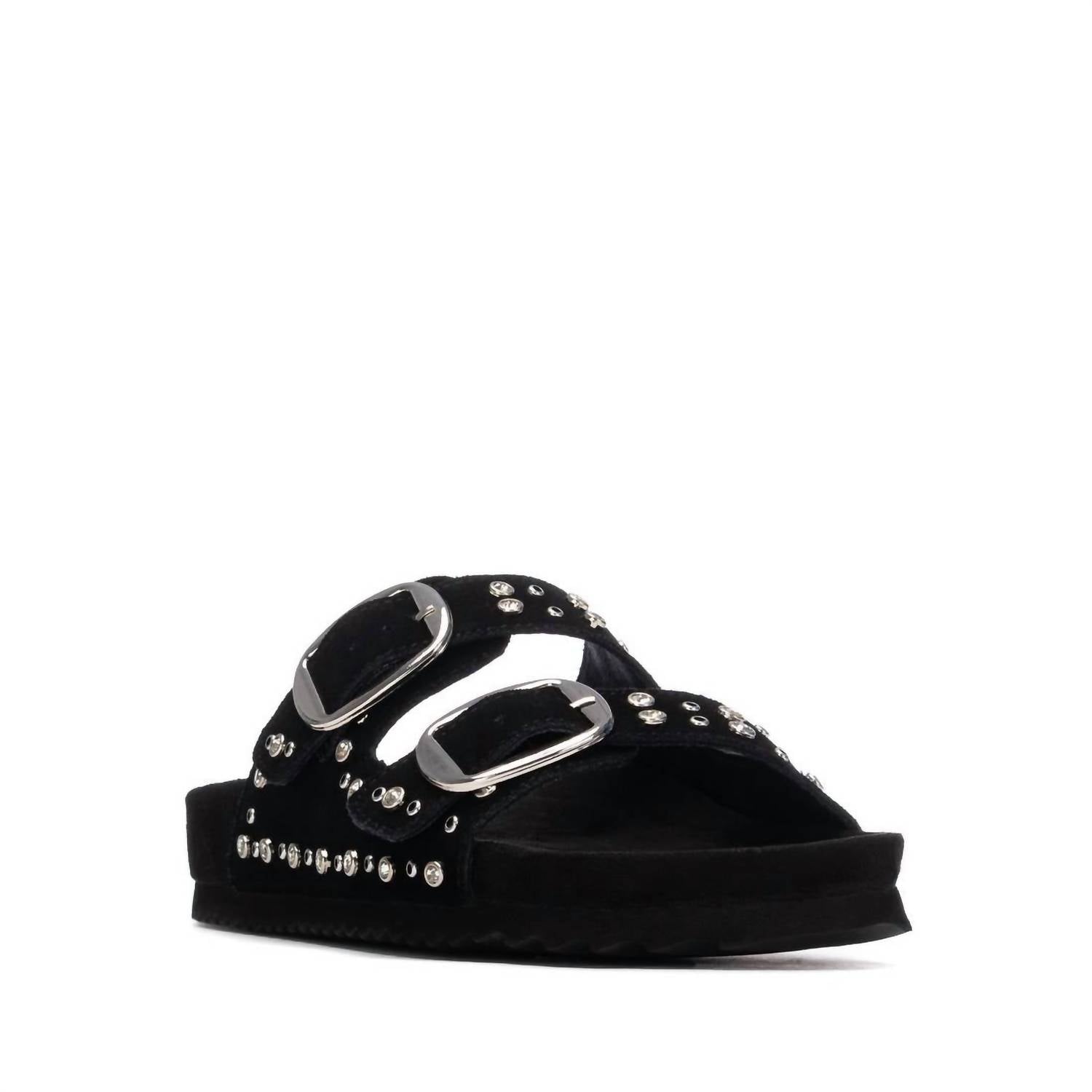Xti Women's Suede Caucho Sandal in black - women's sandal - alternate view