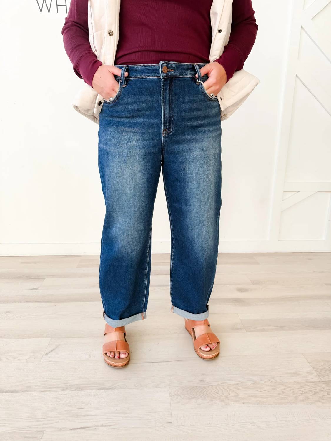 Risen - High Rise Crop Mild Barrel Jeans