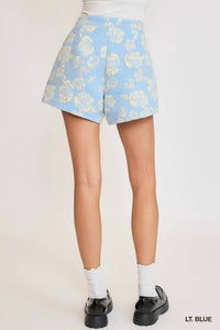 Umgee - Metallic Floral Pleated Shorts