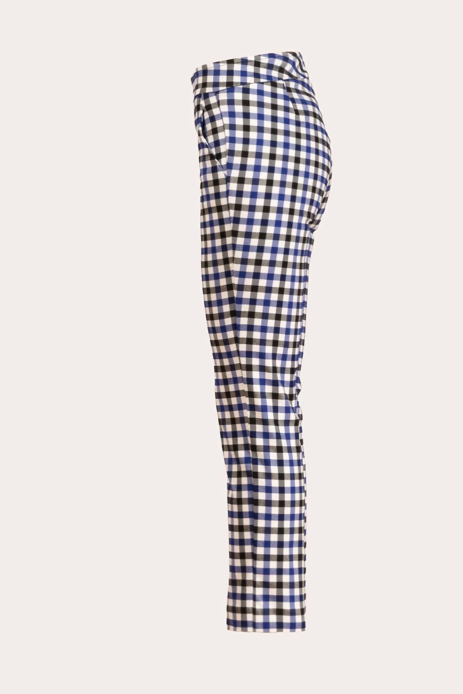 Avenue Montaigne Lulu Straight Cropped Pant in check blue black - women's pants - view 5