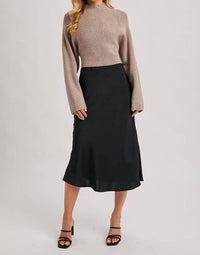 Bluivy - Mock Neck Open Back Ribbed Knit Tie Sweater Top