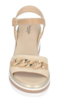 NeroGiardini Womens Chain Ankle Strap Platform Wedge Sandal in nude - women's shoe - view 4