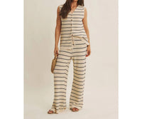 In February - Striped Button-down Knit Top