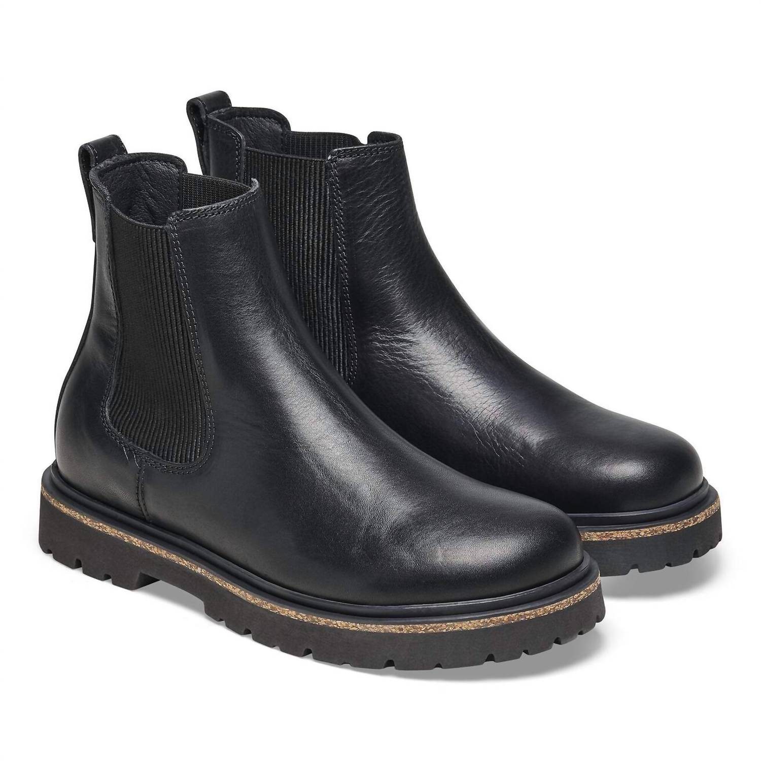 BIRKENSTOCK Women's Highwood Slip On Leather Boot in black - women's shoe - detail view