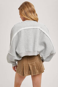 BluIvy Fleece Lined Shrug Cardigan in heather grey - women's cardigan - alternate view