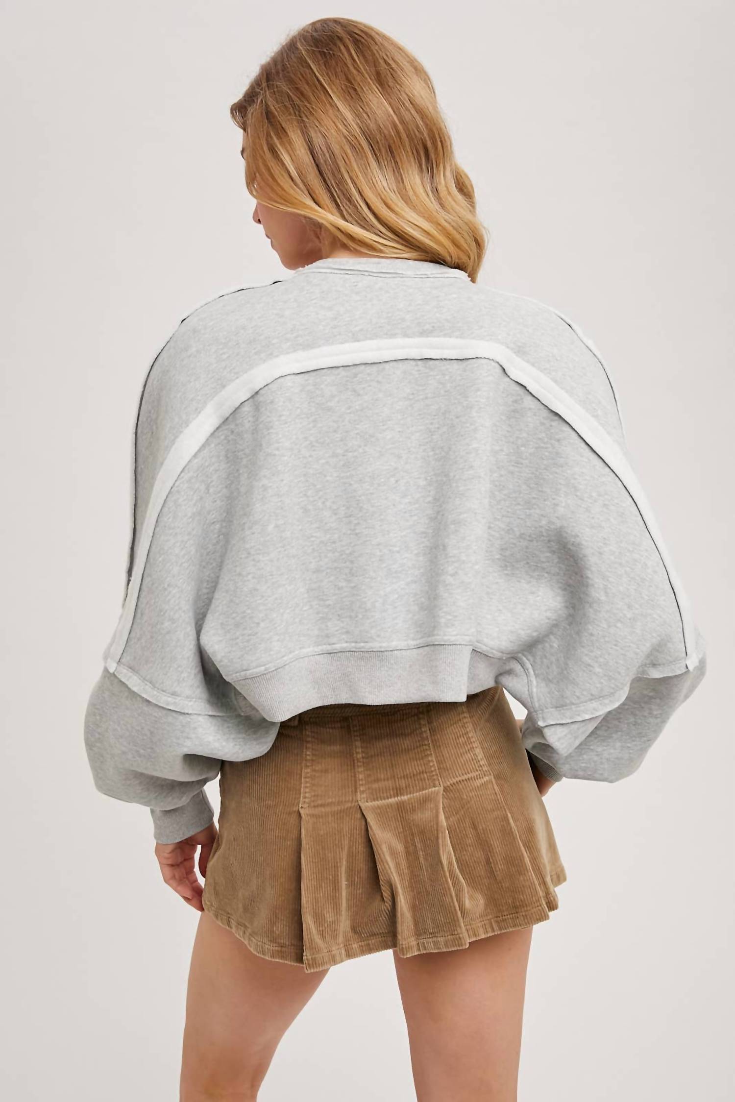 BluIvy Fleece Lined Shrug Cardigan in heather grey - women's cardigan - alternate view
