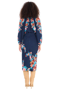 ALLISON NEW YORK Eva Midi Skirt in navy floral - women's skirt - view 5