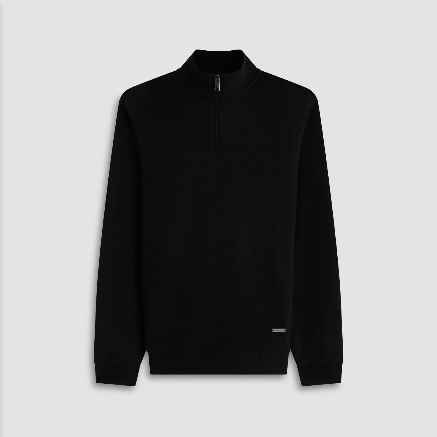 Bugatchi Uomo Textured 1/4 Zip Knit Pullover in black - men's sweater - view 7