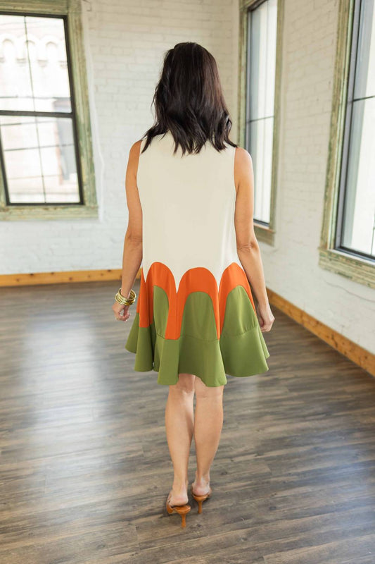 Entro - Women's Dalia Wave Print Pullover Mini Dress