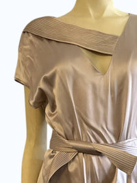 DiOMi Women's Classy Midi Dress in mocca - women's dress - detail view