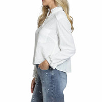 Apny - Cropped Check Shirt With Ruffle Detai