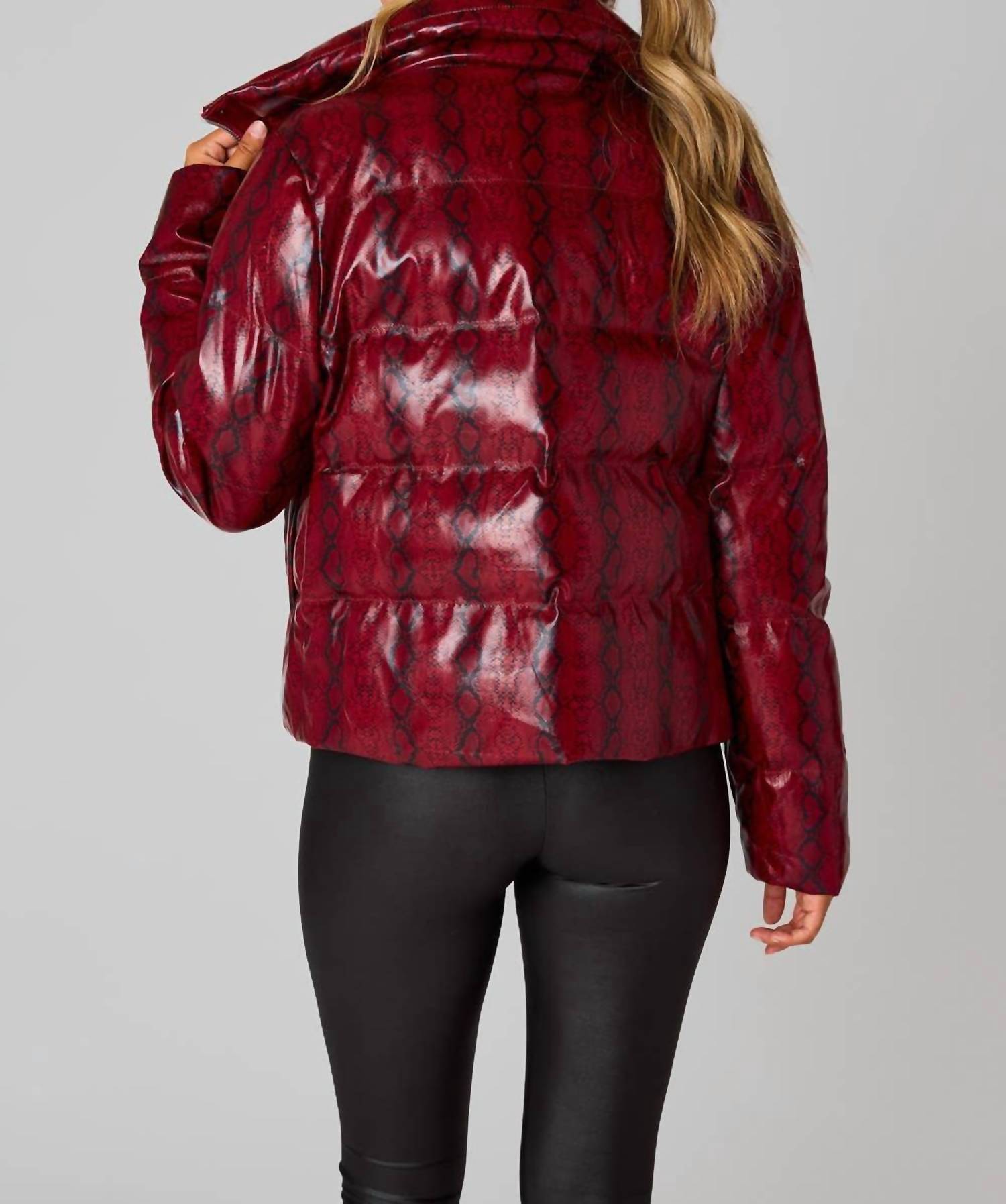 BUDDYLOVE Addison Snake Puffer Jacket in red black - women's jacket - alternate view