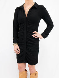 She + Sky - Ruched Suede Button Mini Dress