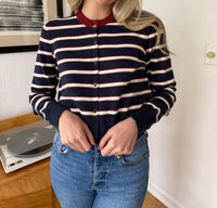 Elle Grey Zara Striped Button Cardigan in navy - women's cardigan