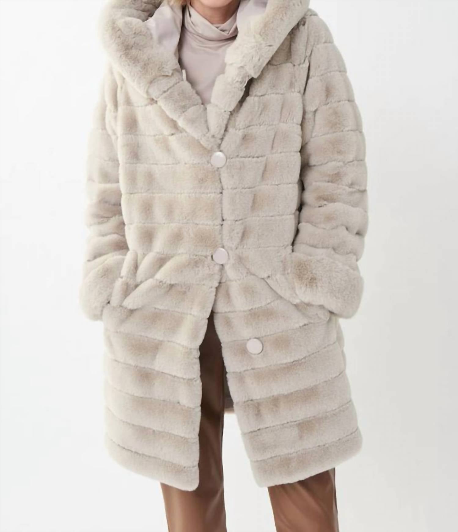 Joseph Ribkoff - FAUX FUR HOODED COAT