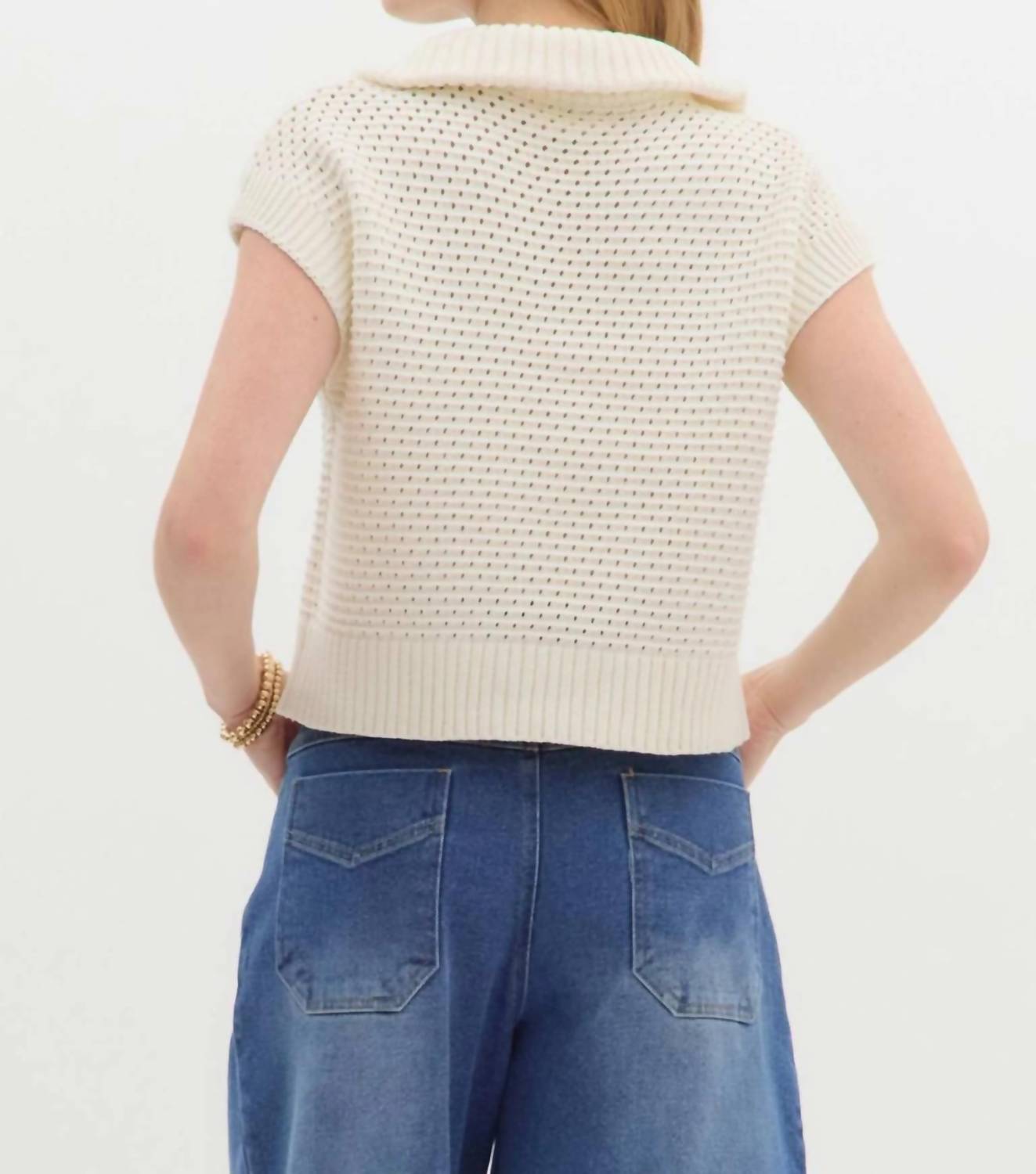 Entro - High Neck Half-zip Sweater Top