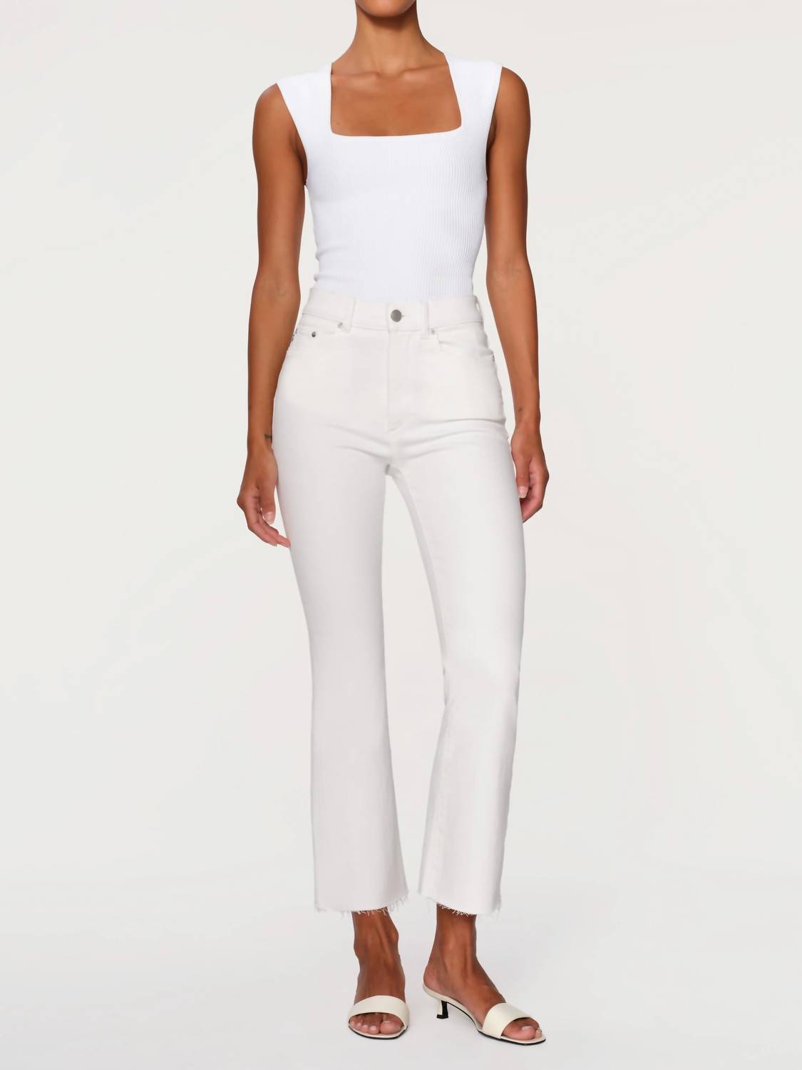 DL1961 - Women's Bridget Bootcut High Rise Instasculpt Crop Jeans in white - women's jeans