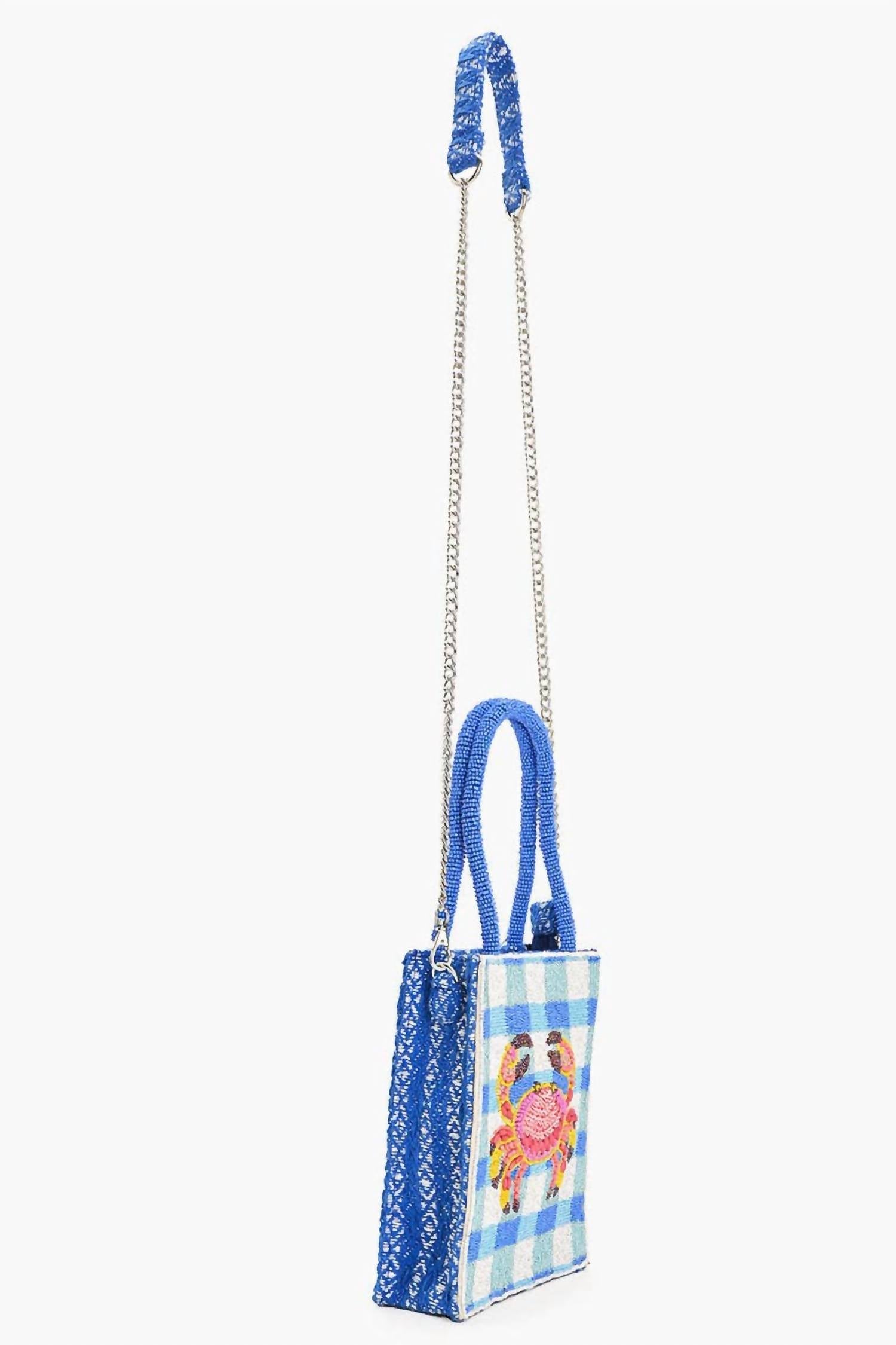 America & Beyond - Crab It Beaded Top Handle Bag