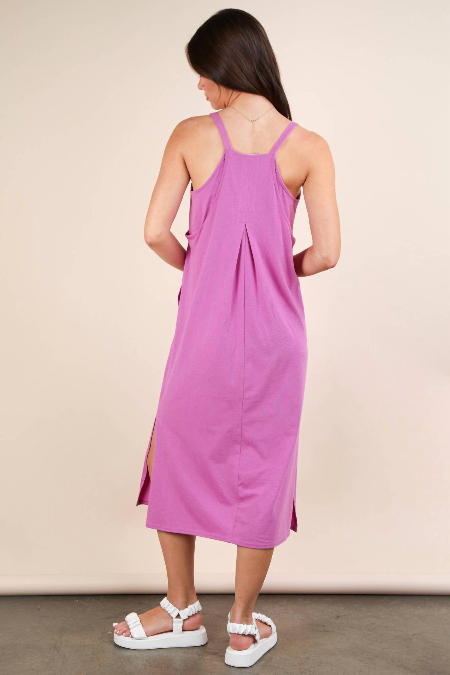 Very J - V-Neck Sleeveless Casual Comfy Midi Dress