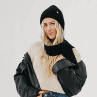 Pretty Simple Joy Dynamic Scarf and Beanie Duo in black - women's scarf - alternate view